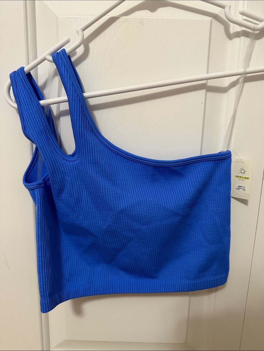 aerie One-Shoulder Ribbed Crop Top - Cobalt Blue